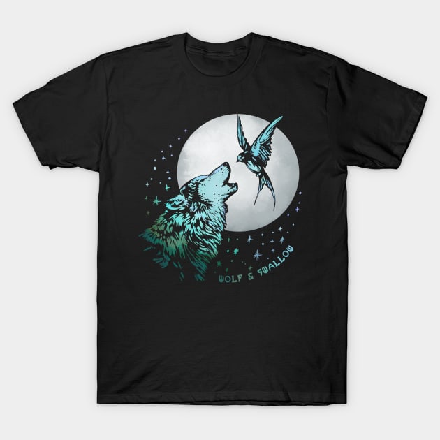 Wolf & Swallow - Moonlight Serenade [OCEAN] T-Shirt by Lix